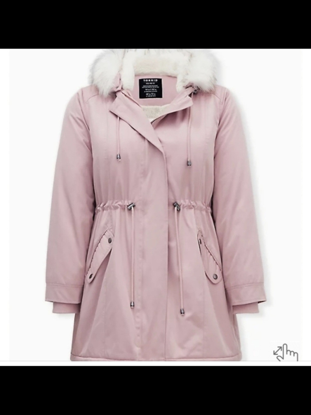 Torrid Blush Pink Faux-Fur Hood Utility Parka Size 3